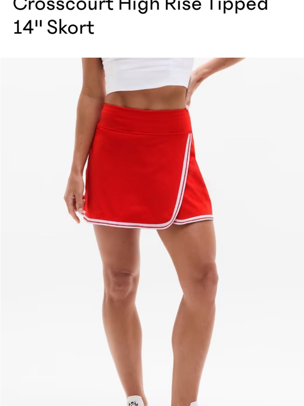 Red Athleta Crosscourt Skort with White Trim